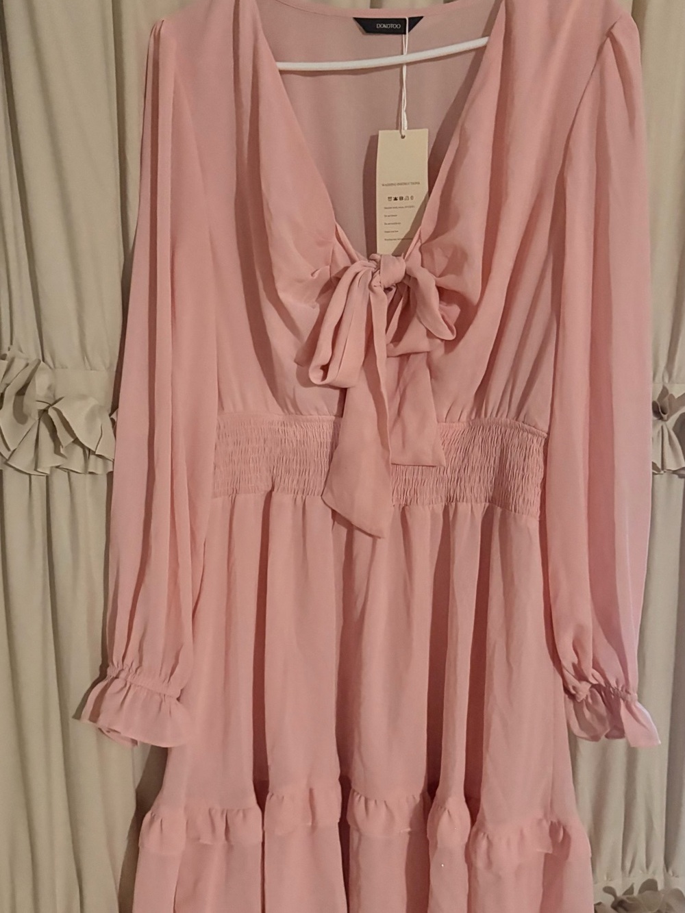 Dorothy Perkins Blush Pink Tie-Neck Tunic Dress